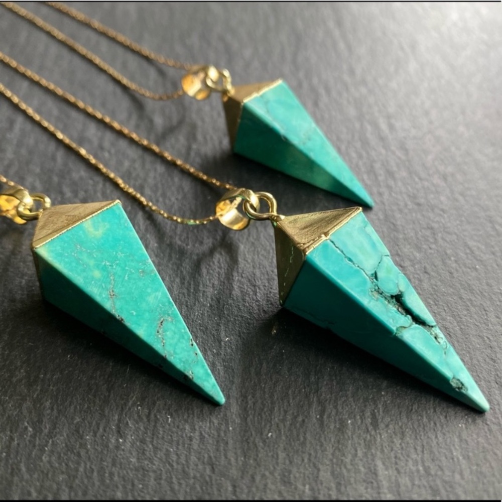 Turquoise with gold chain boho geometric necklace
